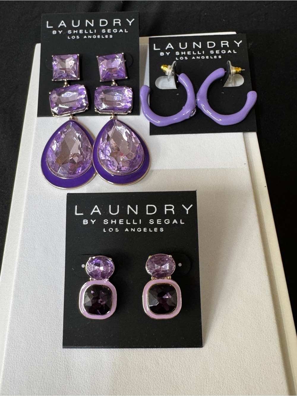 Laundry By Shelli Segal Purple Multi-Pair Earring Set - Picture 2 of 2